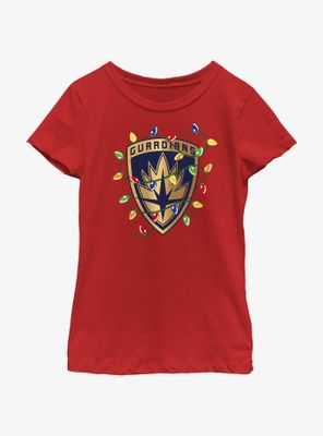 Marvel Guardians of the Galaxy Christmas Lights Badge Youth Girls T-Shirt