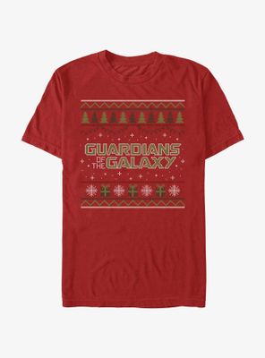 Marvel Guardians of the Galaxy Ugly Christmas Sweater Pattern T-Shirt
