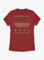 Marvel Guardians of the Galaxy Ugly Christmas Sweater Pattern Womens T-Shirt