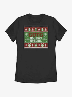 Marvel Guardians of the Galaxy Ugly Christmas Sweater Pattern Holiday Special Womens T-Shirt