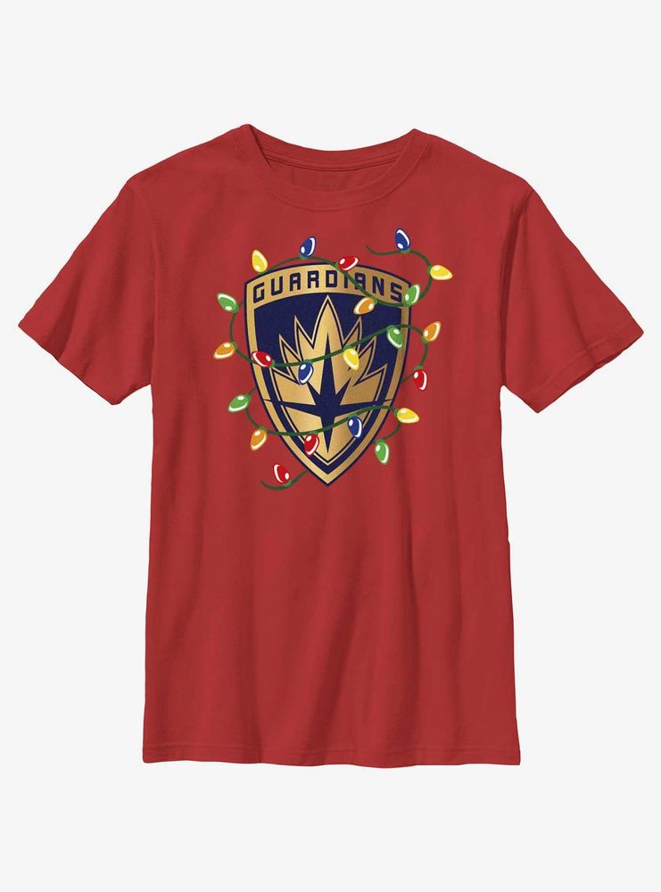 Marvel Guardians of the Galaxy Christmas Lights Badge Youth T-Shirt
