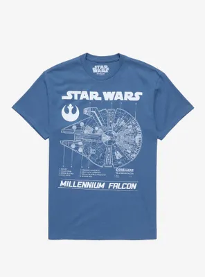 Star Wars Millennium Falcon Blue Print T-Shirt