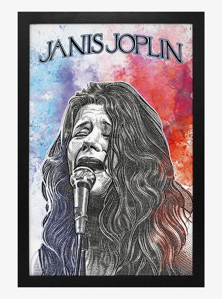 Janis Joplin Paint Framed Wood Wall Art