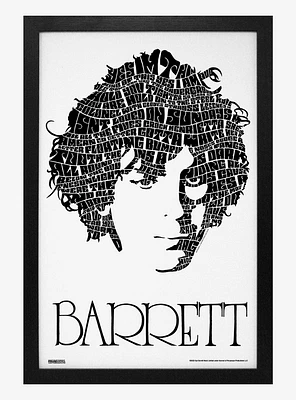 Syd Barrett Typographic Face Framed Wood Wall Art