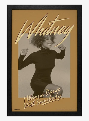 Whitney Houston Dance Excited Framed Wood Wall Art