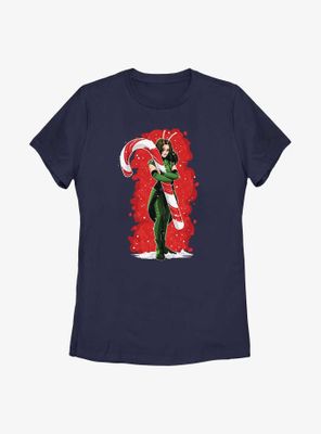 Marvel Guardians of the Galaxy Holiday Special Mantis Candy Cane Hug Womens T-Shirt