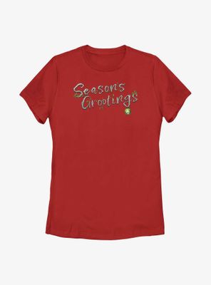 Marvel Guardians of the Galaxy Holiday Special Seasons Grootings Womens T-Shirt