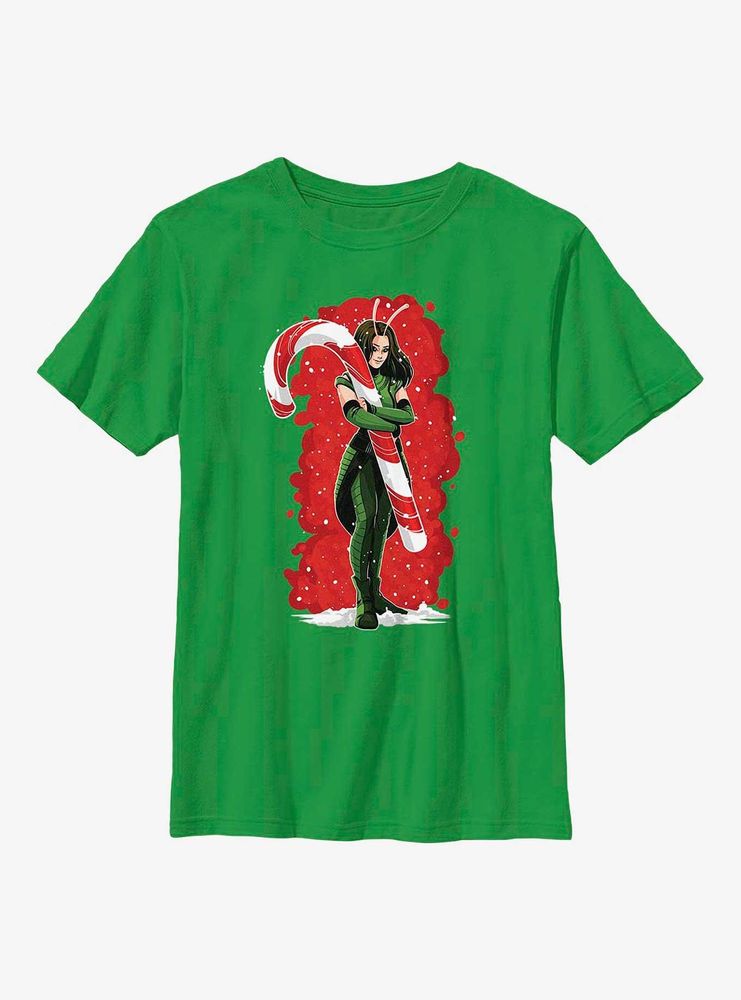 Marvel Guardians of the Galaxy Holiday Special Mantis Candy Cane Hug Youth T-Shirt