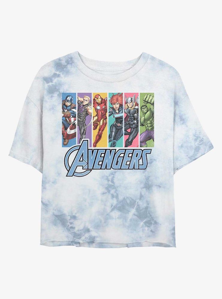 Marvel Avengers Panels Unite Womens Tie-Dye Crop T-Shirt