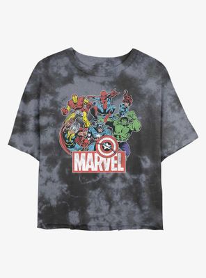 Marvel Avengers Heroes Of Today Womens Tie-Dye Crop T-Shirt
