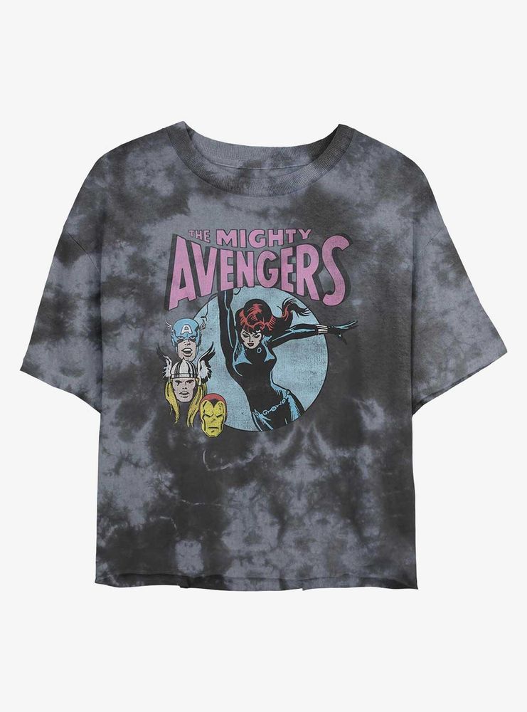 Marvel Avengers Retro Mighty Heroes Womens Tie-Dye Crop T-Shirt