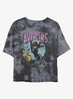 Marvel Avengers Retro Mighty Heroes Womens Tie-Dye Crop T-Shirt