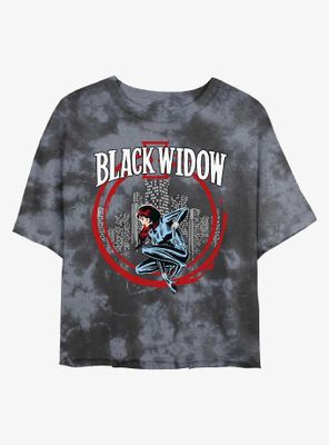 Marvel Black Widow City Circle Womens Tie-Dye Crop T-Shirt