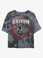 Marvel Black Widow City Circle Womens Tie-Dye Crop T-Shirt