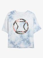 Marvel Black Widow Logo Floral Womens Tie-Dye Crop T-Shirt