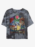 Disney Beauty And The Beast Stained Glass Womens Tie-Dye Crop T-Shirt