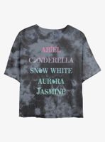 Disney Princesses Name Icons Womens Tie-Dye Crop T-Shirt