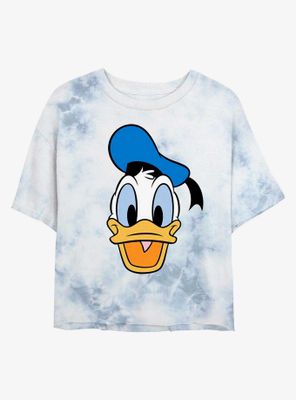 Disney Donald Duck Big Face Womens Tie-Dye Crop T-Shirt