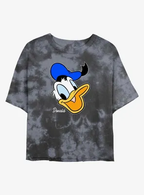 Disney Donald Duck Big Face Womens Tie-Dye Crop T-Shirt