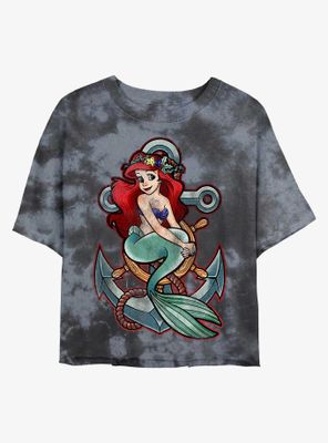 Disney The Little Mermaid Anchor Womens Tie-Dye Crop T-Shirt