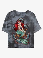 Disney The Little Mermaid Anchor Womens Tie-Dye Crop T-Shirt
