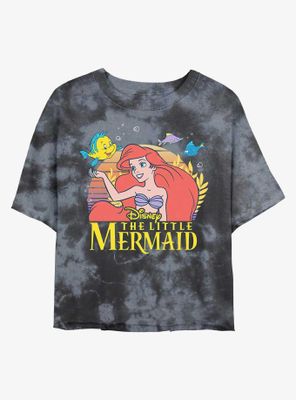 Disney The Little Mermaid Title Womens Tie-Dye Crop T-Shirt