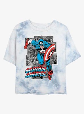 Marvel Captain America Comic Womens Tie-Dye Crop T-Shirt