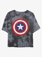 Marvel Captain America Distressed Shield Womens Tie-Dye Crop T-Shirt