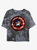 Marvel Captain America Flag Shield Womens Tie-Dye Crop T-Shirt