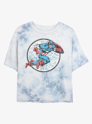 Marvel Captain America Retro Cap Womens Tie-Dye Crop T-Shirt