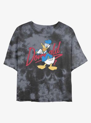 Disney Donald Duck Signature Womens Tie-Dye Crop T-Shirt