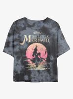 Disney The Little Mermaid Silhouette Womens Tie-Dye Crop T-Shirt