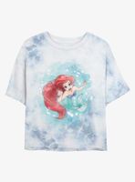 Disney The Little Mermaid Under Sea Womens Tie-Dye Crop T-Shirt