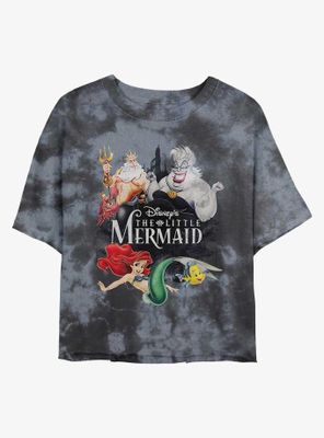 Disney The Little Mermaid Title Poster Womens Tie-Dye Crop T-Shirt