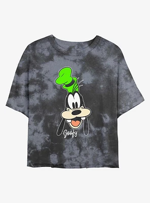 Disney Goofy Big Face Womens Tie-Dye Crop T-Shirt