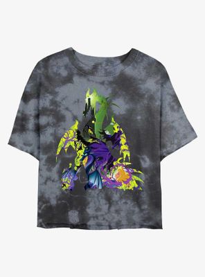 Disney Sleeping Beauty Maleficent Dragon Womens Tie-Dye Crop T-Shirt