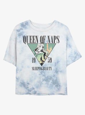 Disney Sleeping Beauty Queen Of Naps Womens Tie-Dye Crop T-Shirt