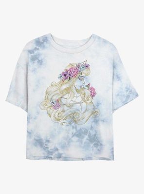 Disney Sleeping Beauty Outline Womens Tie-Dye Crop T-Shirt