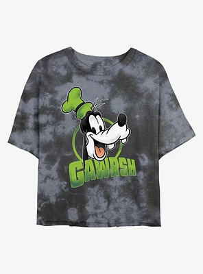 Disney Goofy Gawrsh Womens Tie-Dye Crop T-Shirt
