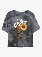 Marvel Guardians Of The Galaxy Flower Groot Womens Tie-Dye Crop T-Shirt
