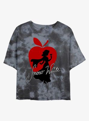 Disney Snow White And The Seven Dwarfs Apple Silhouette Womens Tie-Dye Crop T-Shirt