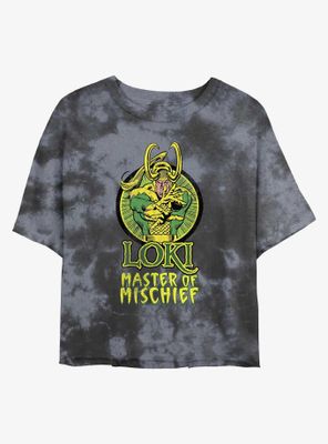 Marvel Loki Master Of Mischief Womens Tie-Dye Crop T-Shirt