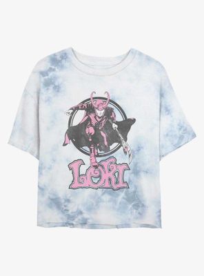 Marvel Loki Pretty Pink Womens Tie-Dye Crop T-Shirt