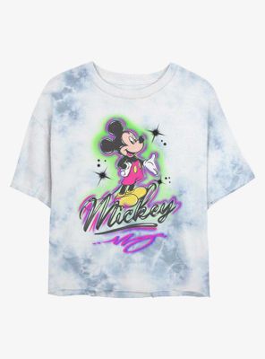 Disney Mickey Mouse Airbrush Womens Tie-Dye Crop T-Shirt