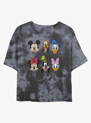 Disney Mickey Mouse And Friends Faces Womens Tie-Dye Crop T-Shirt