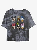 Disney Mickey Mouse And Friends Faces Womens Tie-Dye Crop T-Shirt