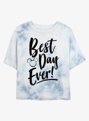 Disney Mickey Mouse Best Day Womens Tie-Dye Crop T-Shirt