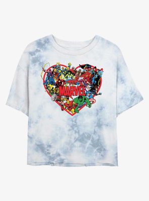 Marvel Hero Heart Womens Tie-Dye Crop T-Shirt