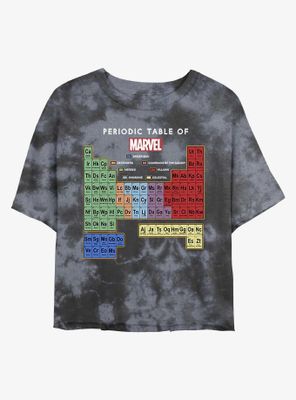 Marvel Periodic Table Womens Tie-Dye Crop T-Shirt