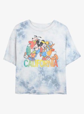 Disney Mickey Mouse California Group Womens Tie-Dye Crop T-Shirt